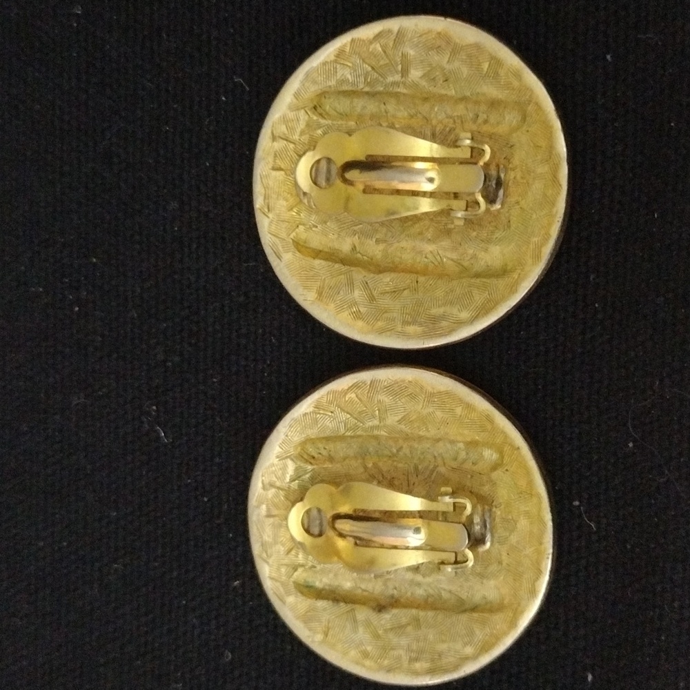 Vintage Givenchy Gold Tone Round Textured Clip On Earrings - Picture 3 of 5